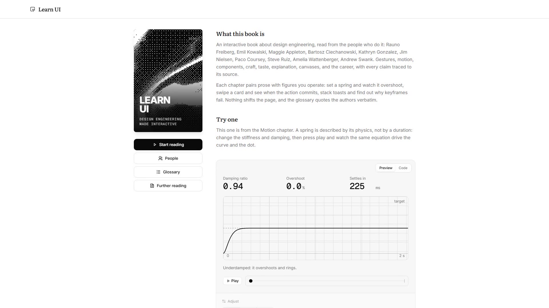 Learn UI preview