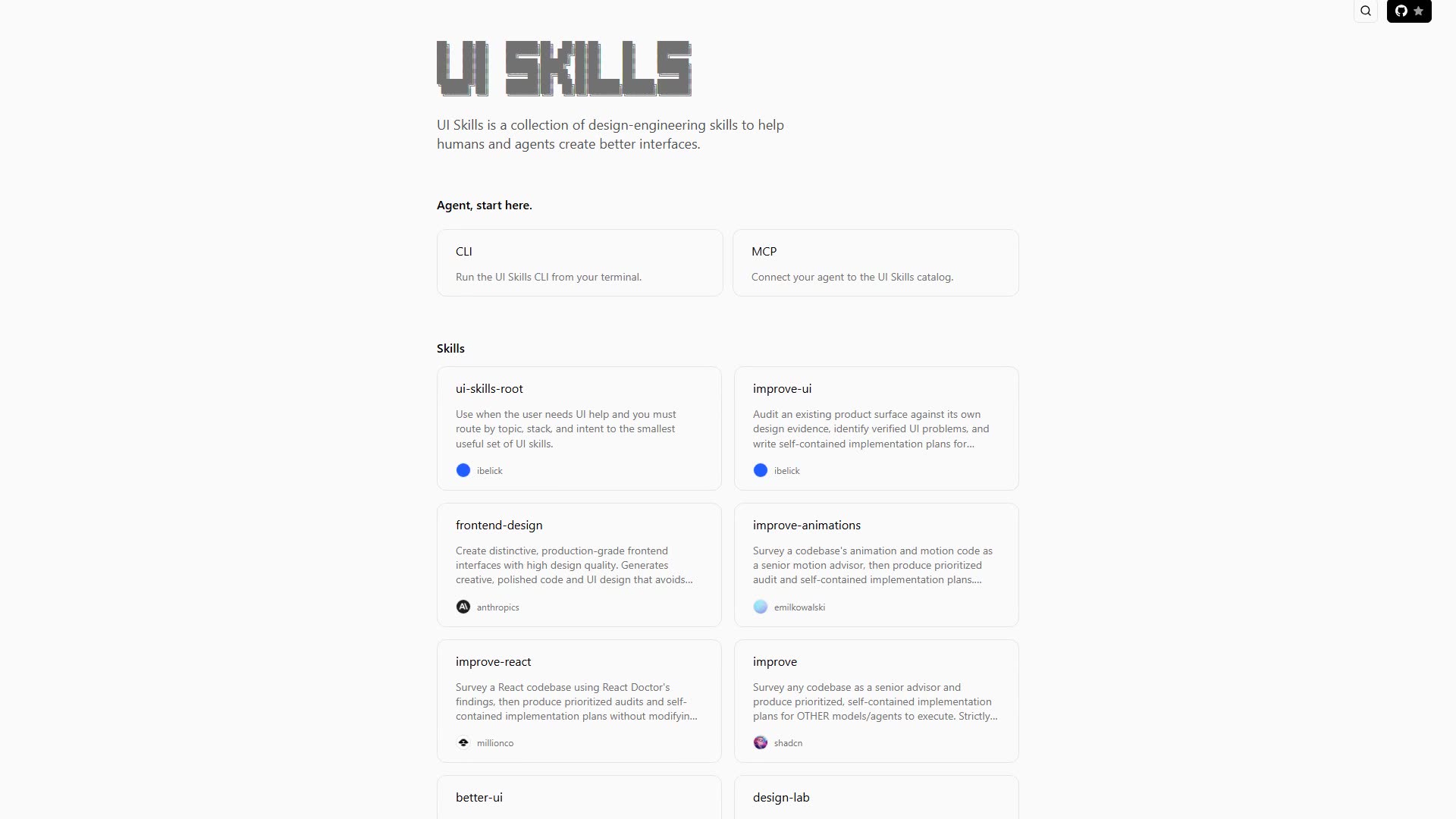 UI Skills preview